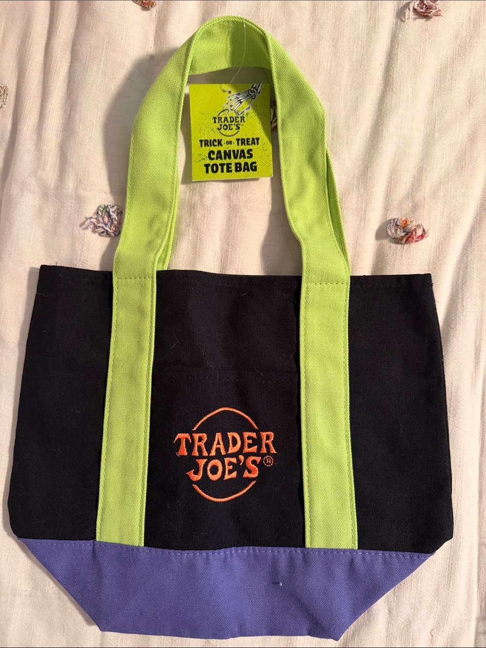 NWT Trader Joe’s Multicolor Canvas Halloween Mini Tote Bag